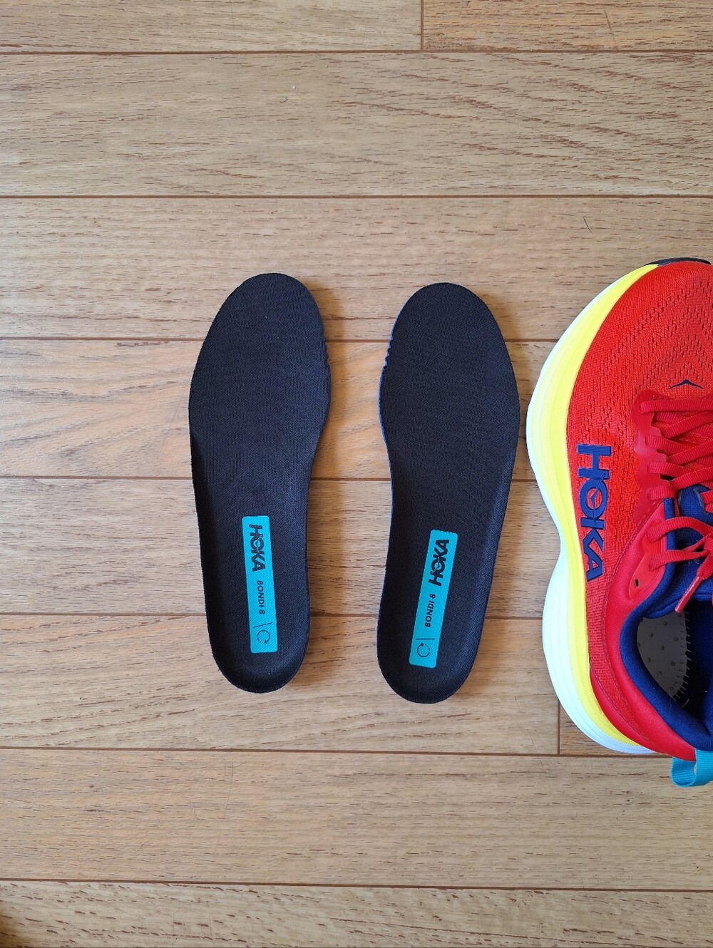 HOKA Bondi 8 Men's Red & Yellow  Size 8D - Picture 10 of 12